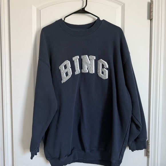 Anine Bing Tops - BING Navy Crewneck Sweater - Classic Pullover